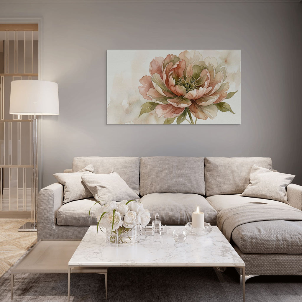 Neutral floral watercolor artwork, modern rustic home decor