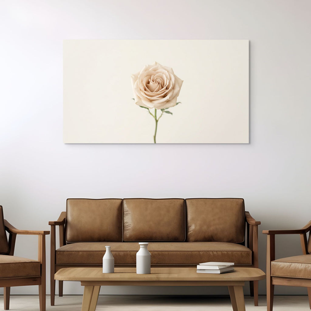 neutral floral wall art beige rose minimalist canvas