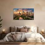Houston Texas skyline golden hour cityscape modern wall decor
