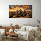 Texas Houston skyline sunset canvas, city wall decor