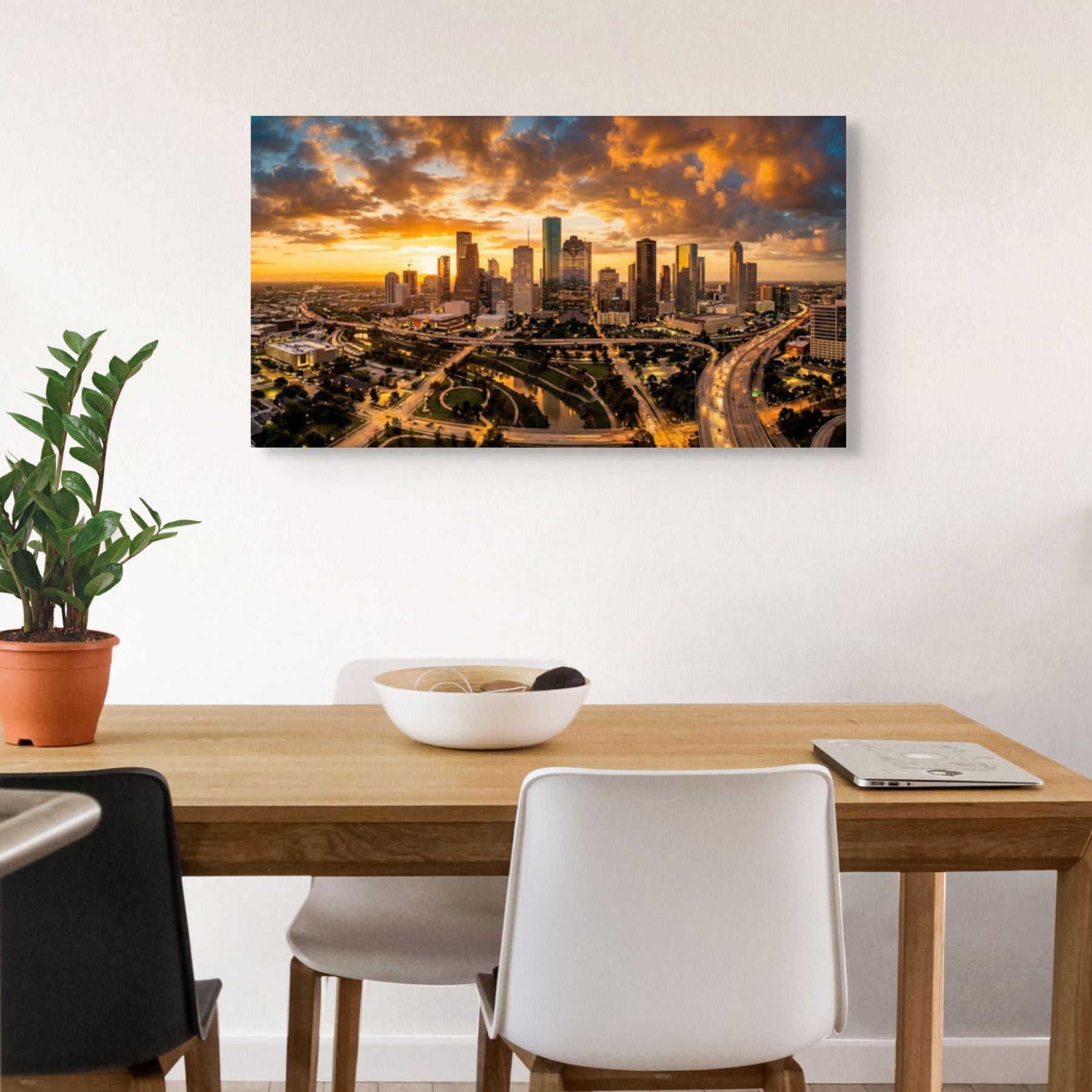 Houston city skyline sunset photography, modern wall decor