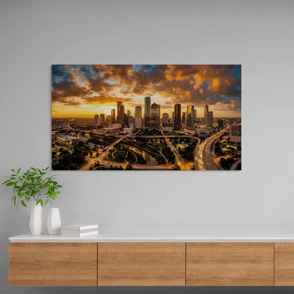 Houston Texas Skyline Canvas Wall Art Downtown Houston Skyline Canvas Print
