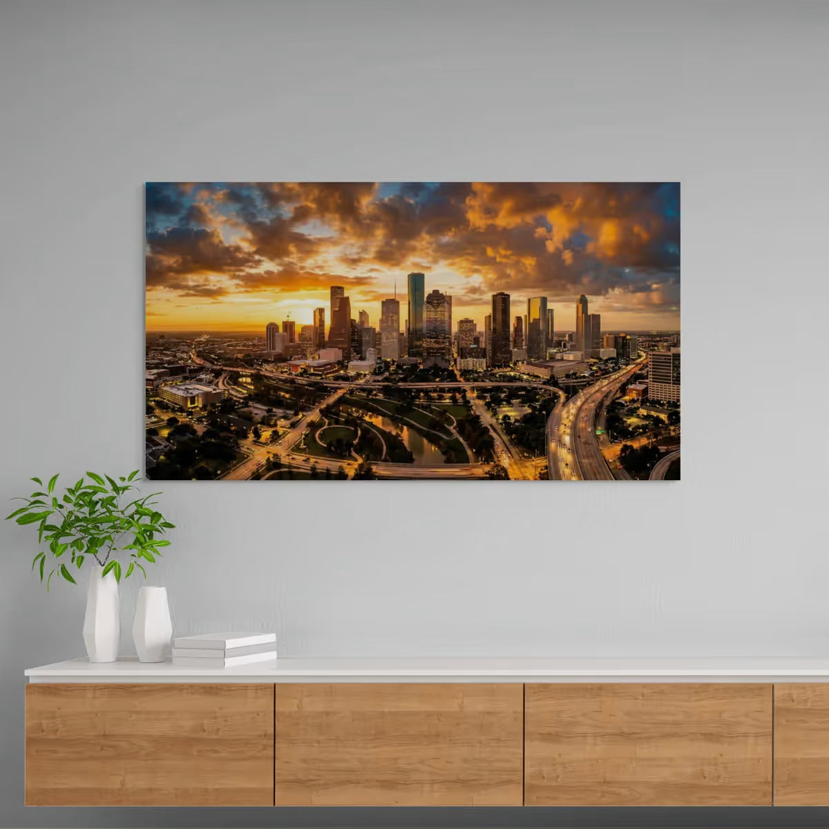Houston Texas Skyline Canvas Wall Art Downtown Houston Skyline Canvas Print