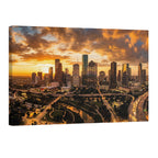 Houston skyline sunset wall art downtown Houston cityscape dramatic sky photography