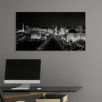 Vegas skyline at night, monochrome city wall art print
