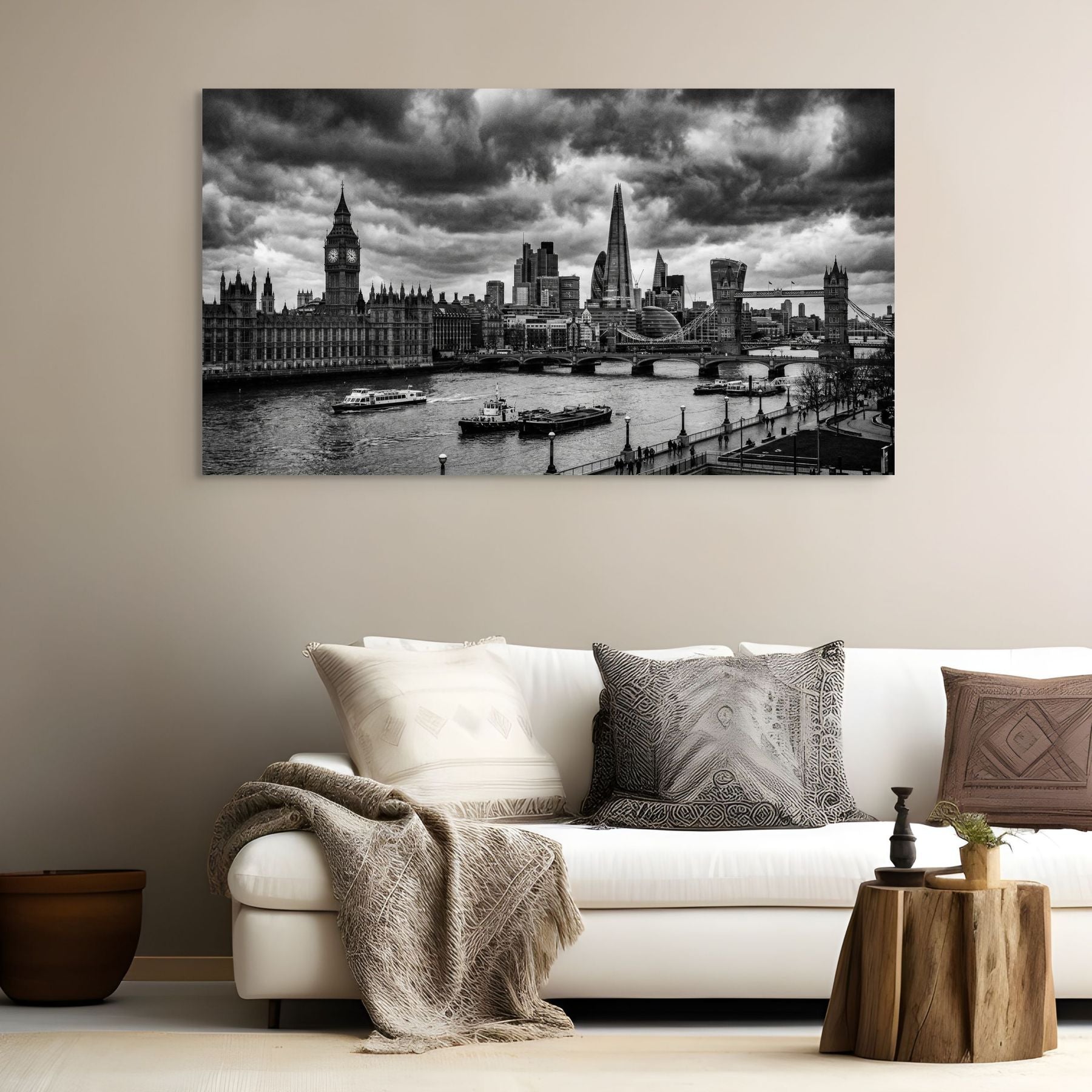UK skyline London black and white city wall art