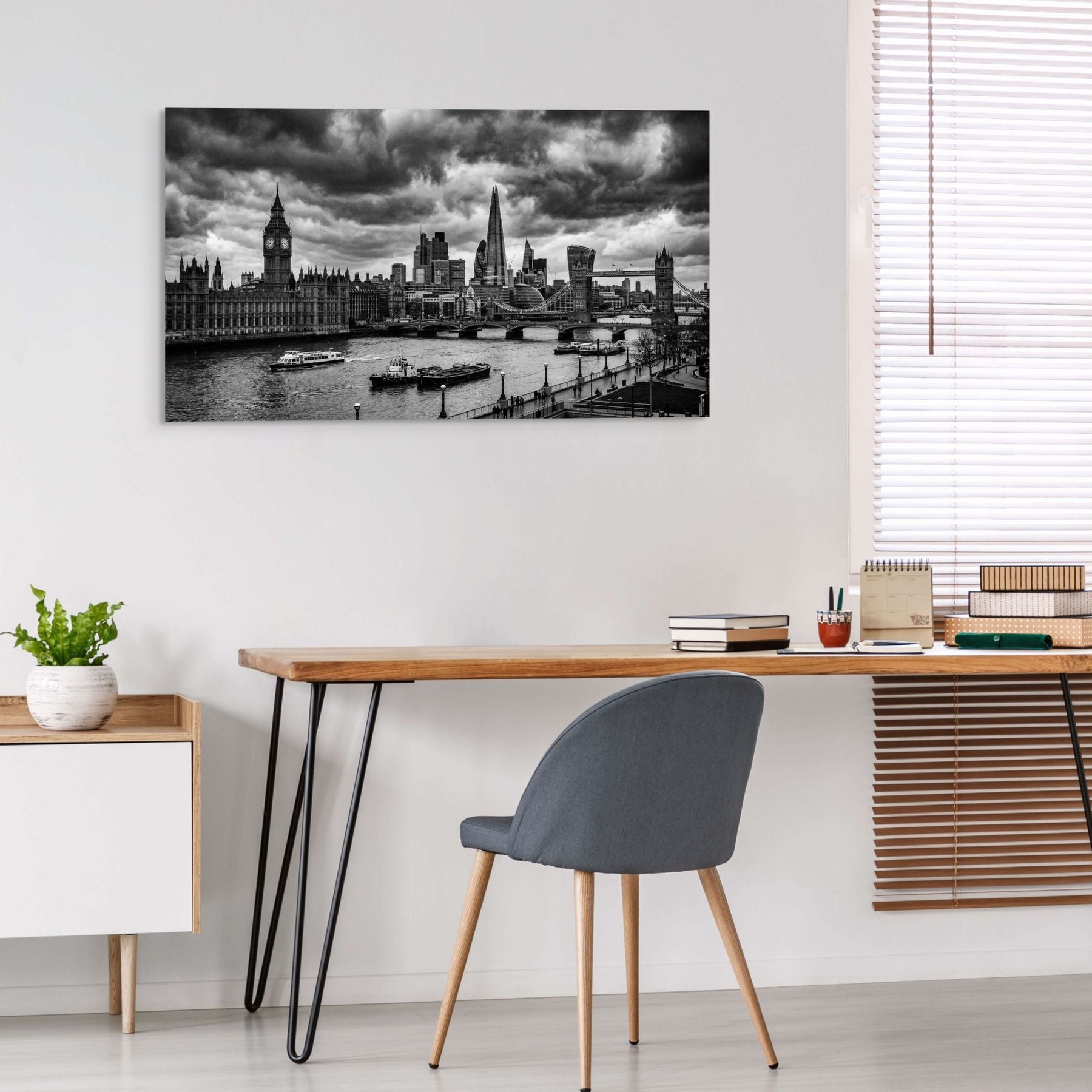 London skyline panoramic black and white modern wall decor