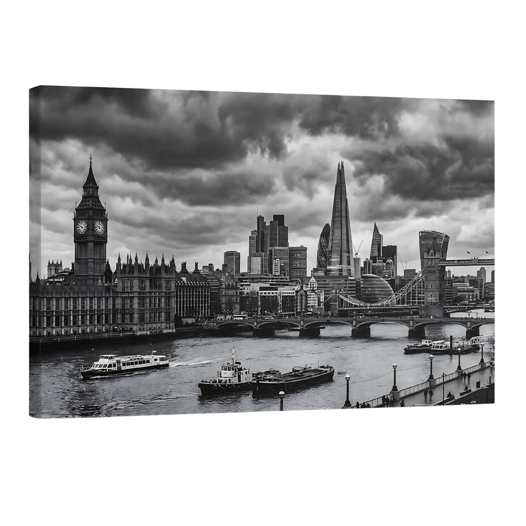 London skyline black and white wall art Big Ben Tower Bridge Thames cityscape print UK skyline photography