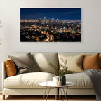 Los Angeles City Skyline Canvas Wall Art LA Downtown Skyline Canvas Print