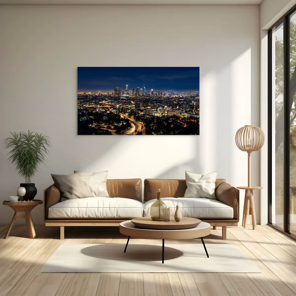Los Angeles City Skyline Canvas Wall Art LA Downtown Skyline Canvas Print