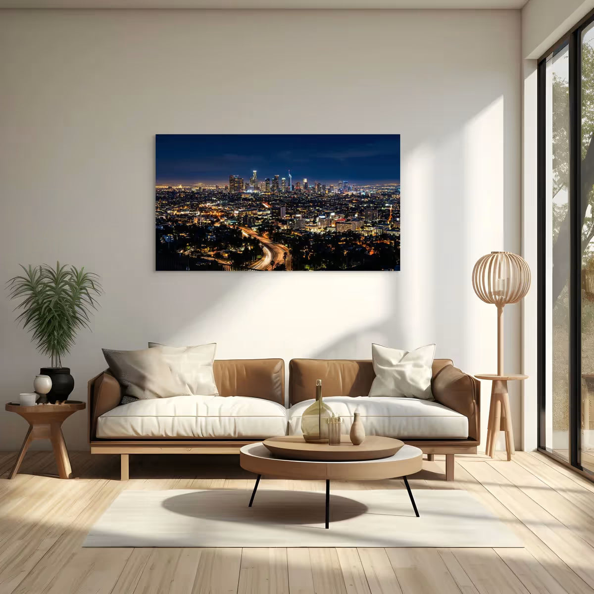 Los Angeles City Skyline Canvas Wall Art LA Downtown Skyline Canvas Print
