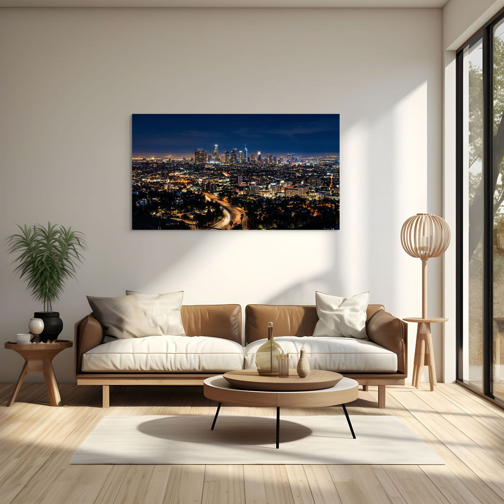 California skyline Los Angeles night cityscape print