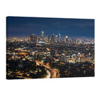 Los Angeles skyline night wall art LA cityscape with light trails downtown Los Angeles print California skyline