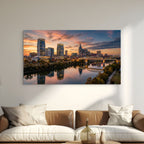 Nashville skyline sunset river reflection wall art
