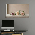 Neutral Rose Trio Canvas Wall Art Soft Beige Floral Print for Elegant Home Decor