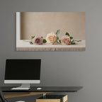 Trio of neutral roses canvas print, Scandinavian style floral wall art