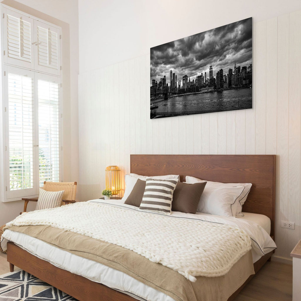 New York skyline monochrome wall decor dramatic sky city print