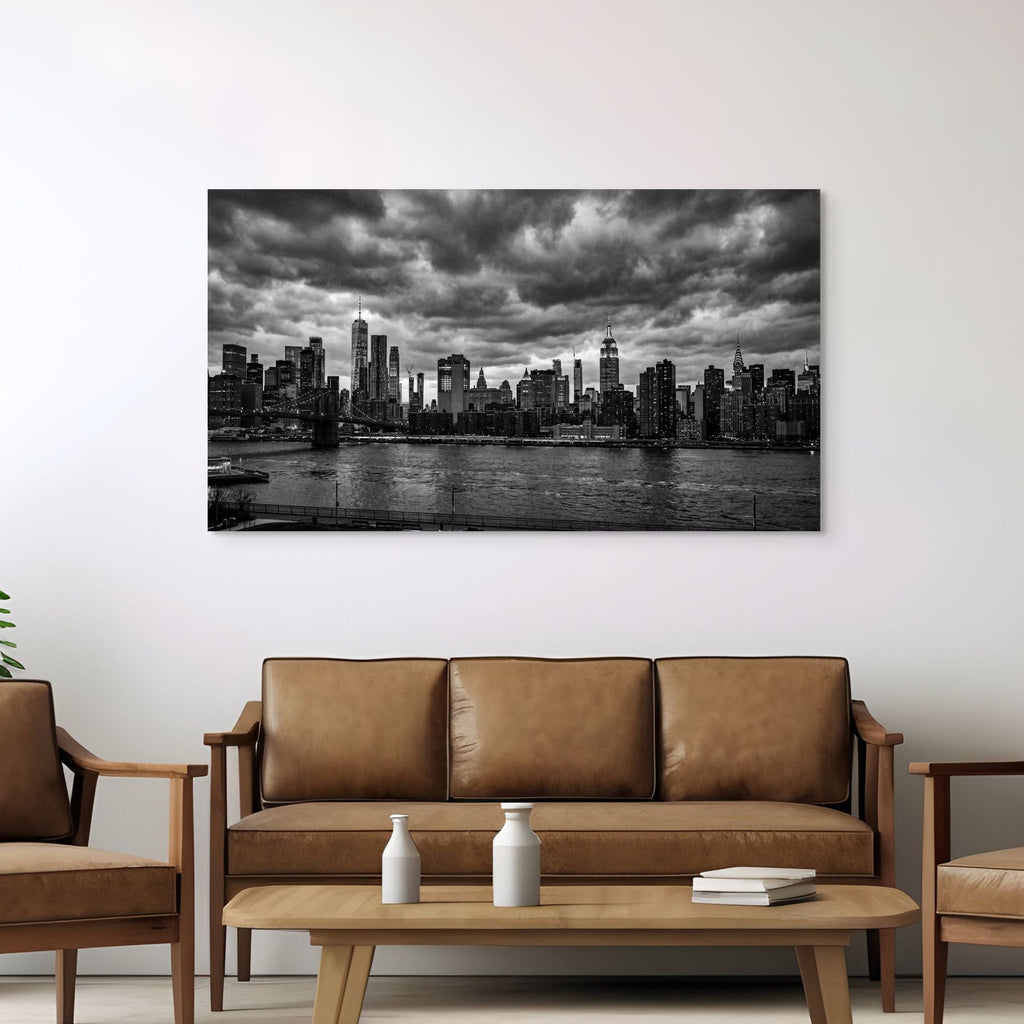 NYC skyline black and white wall art Manhattan cityscape print