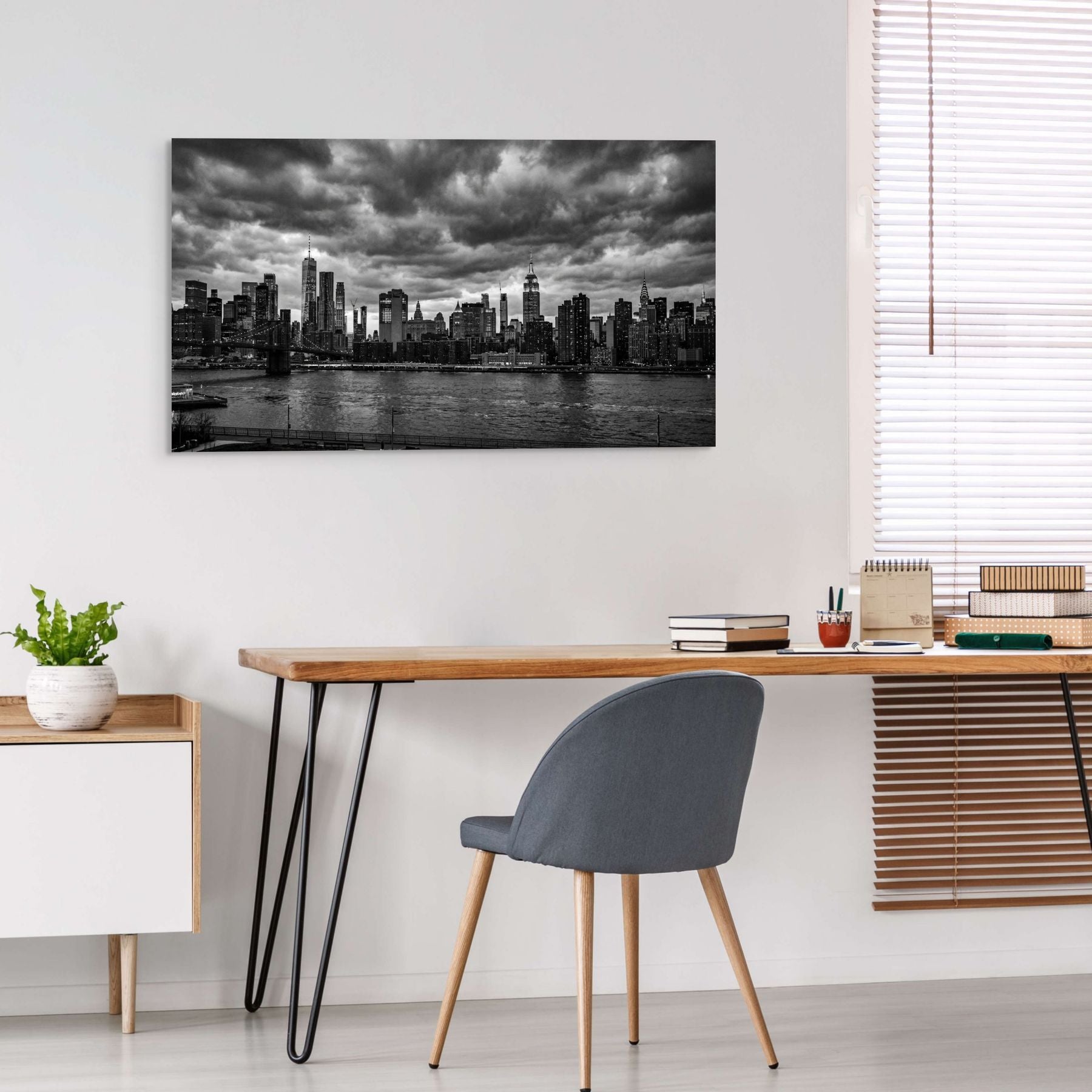 Manhattan skyline black white photography urban wall art NYC