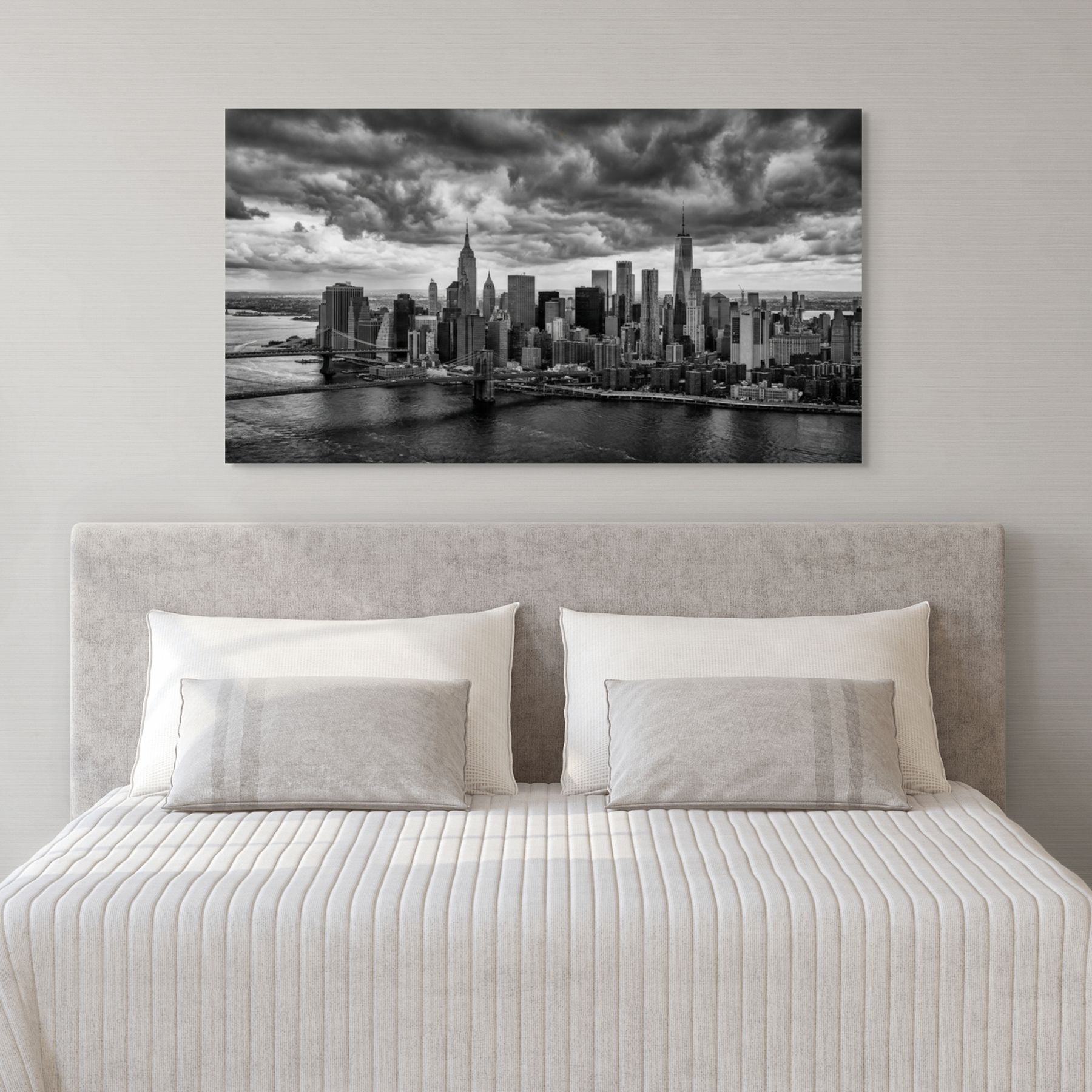 Manhattan skyline monochrome photography, New York wall decor