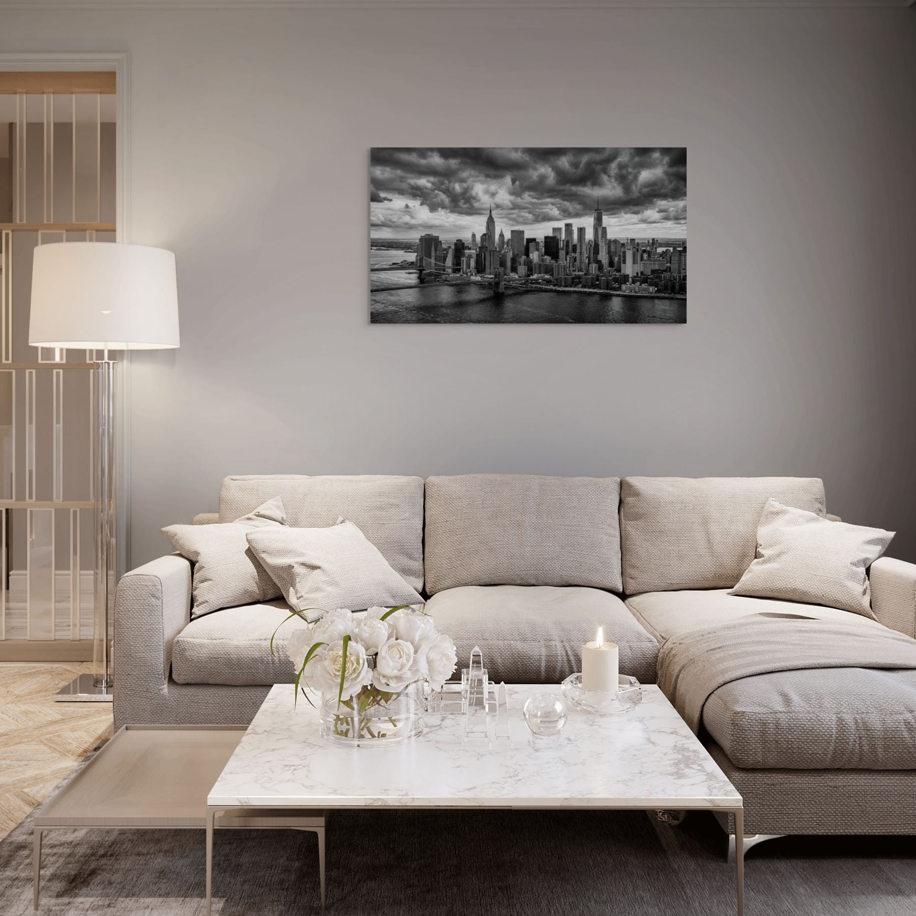 Manhattan skyline monochrome urban photography wall art