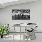 New York City skyline black and white panoramic cityscape print