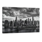 New York City skyline black and white wall art Manhattan skyline dramatic clouds NYC cityscape print