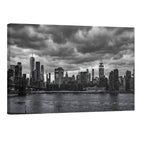 New York City skyline black and white wall art Manhattan skyline dramatic clouds NYC print