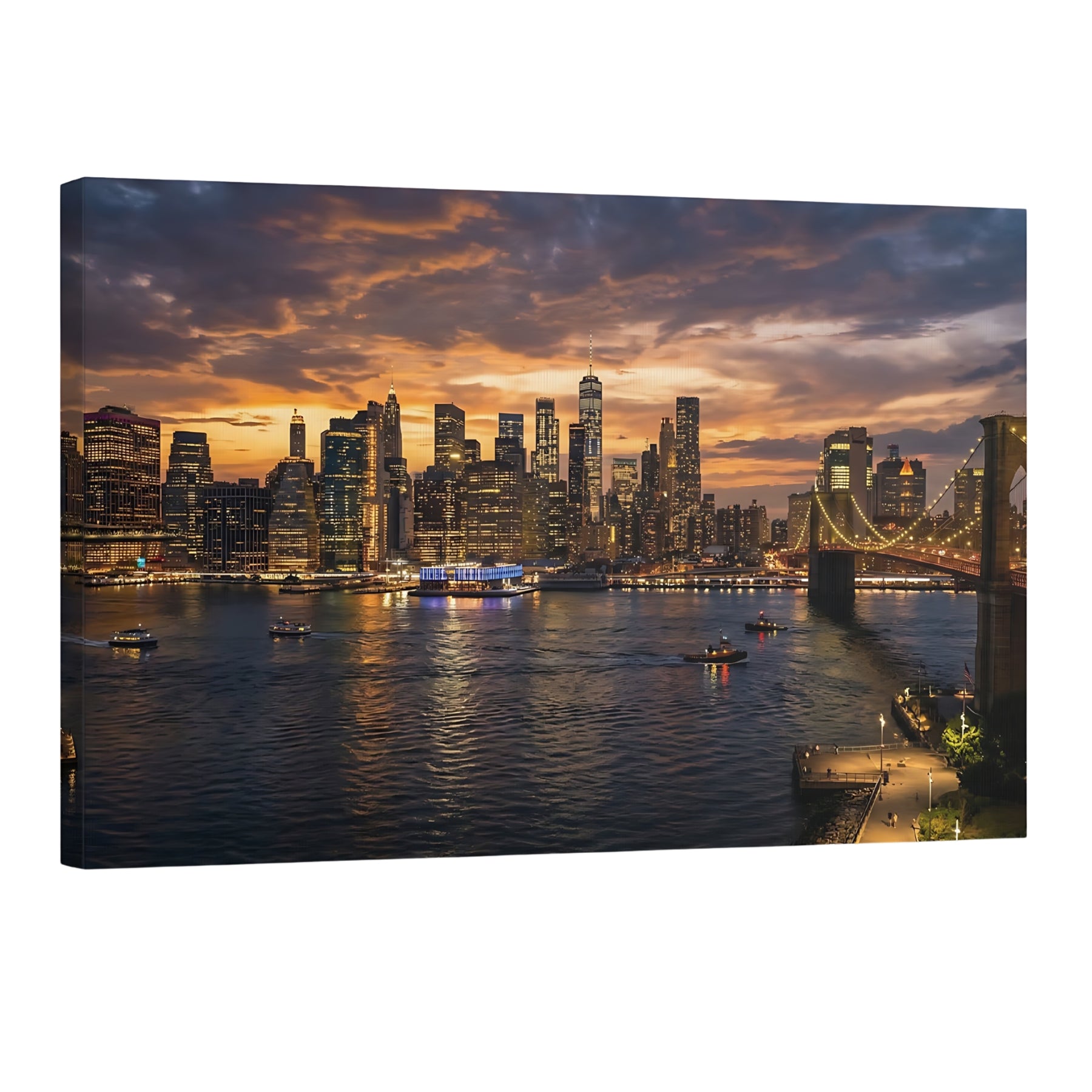 New York City skyline sunset Brooklyn Bridge wall art Manhattan cityscape photography Main image