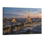 Paris Eiffel Tower sunset balcony view wall art Seine River Paris skyline France cityscape print