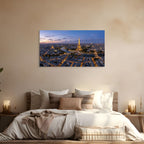 Paris skyline with Eiffel Tower and Seine River evening wall decor