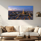 Paris Eiffel Tower sunset skyline wall art France cityscape print