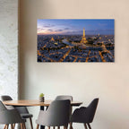 Eiffel Tower illuminated Paris skyline sunset photography print