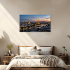 Paris skyline with Eiffel Tower and Seine River balcony perspective print