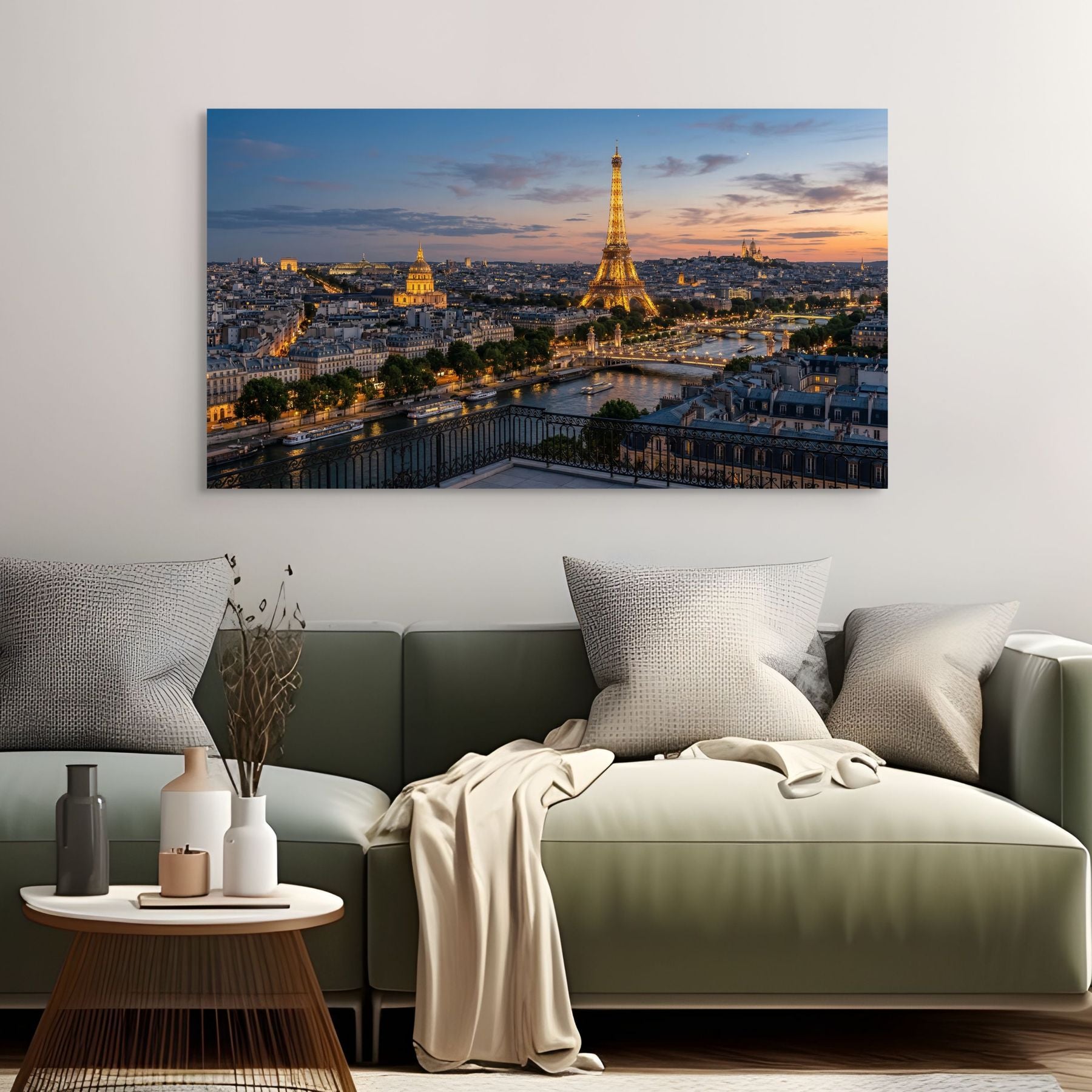 Paris France skyline panoramic view Eiffel Tower golden hour wall art