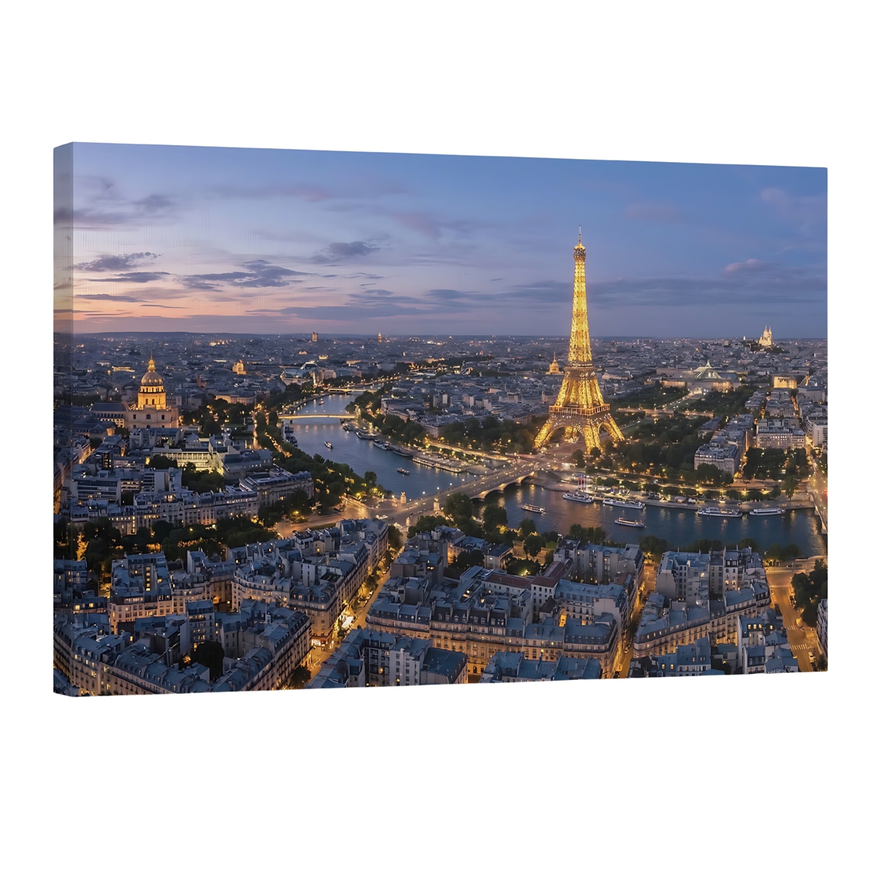 Paris skyline sunset wall art Eiffel Tower cityscape Paris France Seine River illuminated skyline print