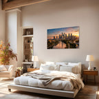 Philly skyline sunset with river city wall decor Pennsylvania skyline