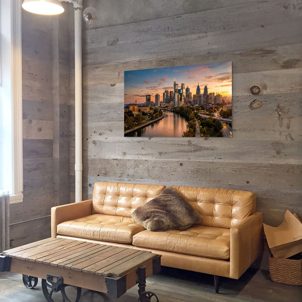 Philly skyline sunset modern wall art Pennsylvania city print