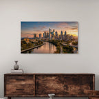 Philadelphia skyline golden hour wall art urban city decor