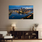 Philly skyline evening glow bridges urban wall decor