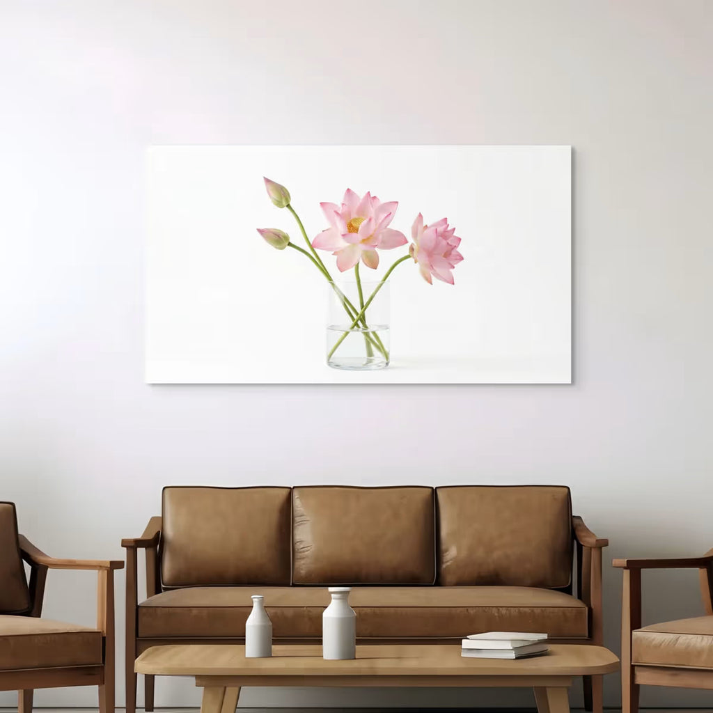 Pink Lotus Canvas Wall Art Serene Watercolor Floral Painting for Calm Decor