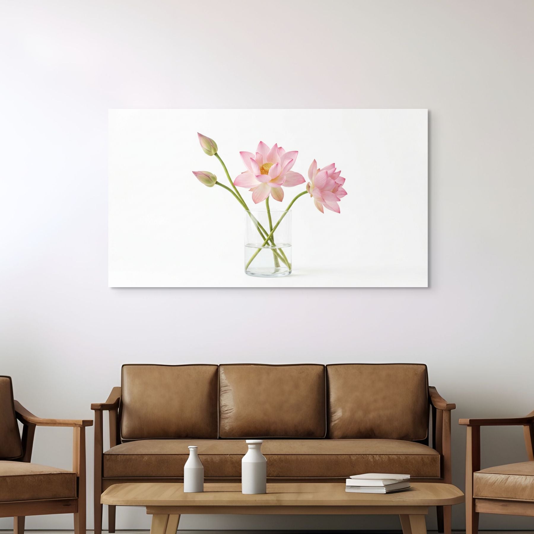 pink lotus flowers minimalist wall art