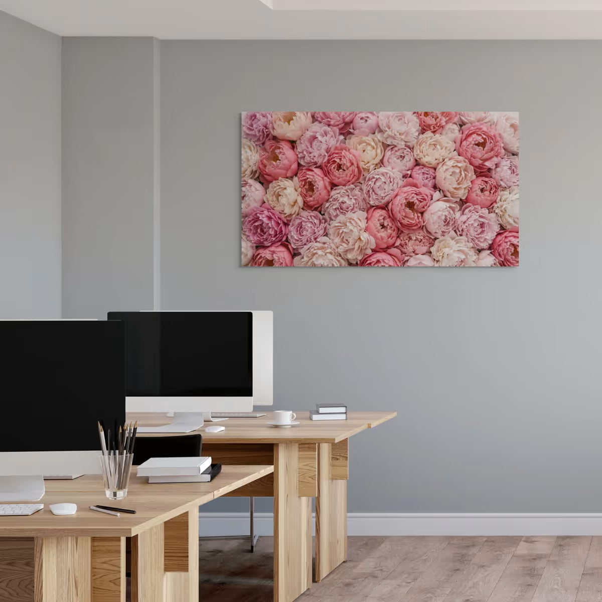 Pink Peony Canvas Wall Art with Flowers Romantic Floral Canvas Print Wall Decor