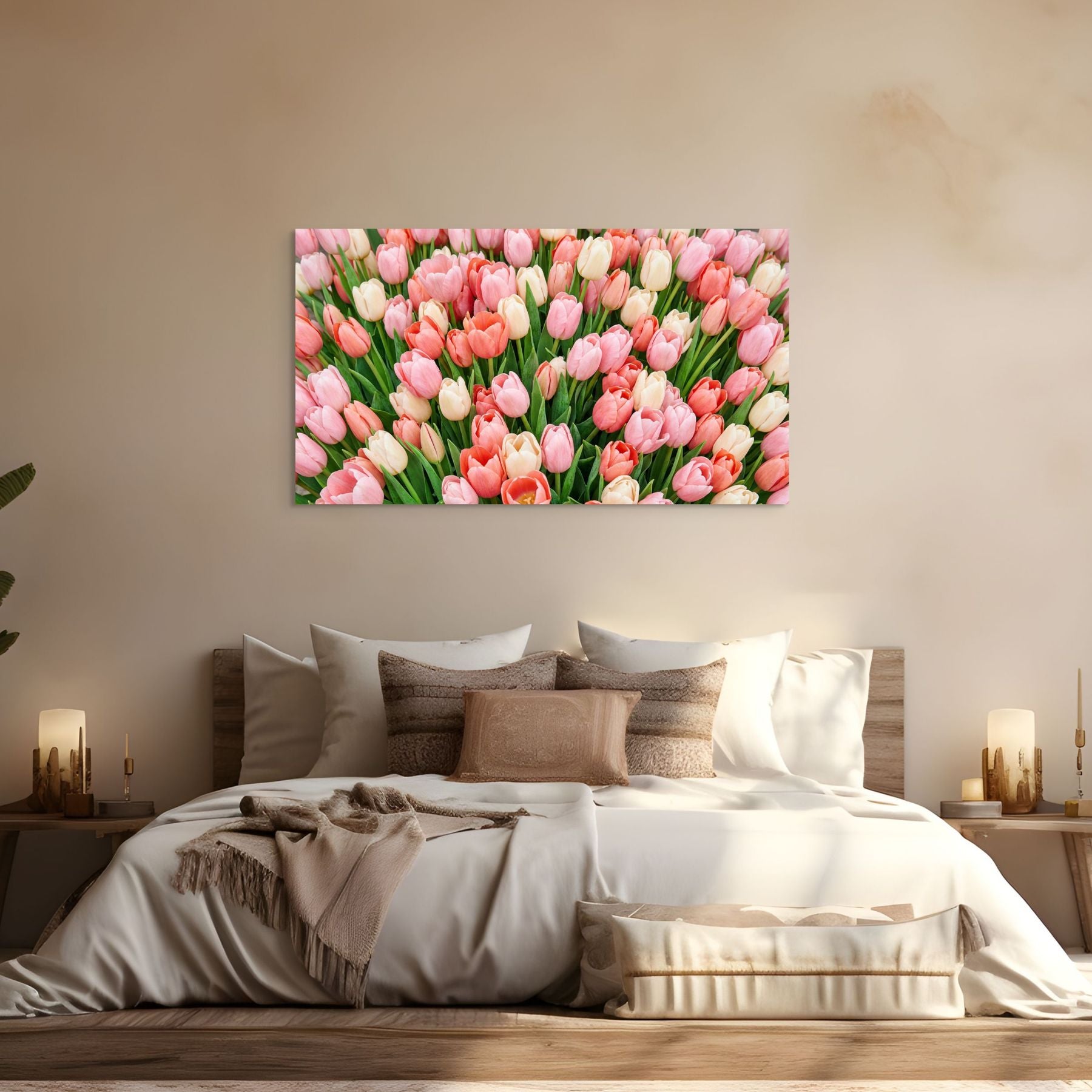 pink tulips wall decor botanical flower artwork