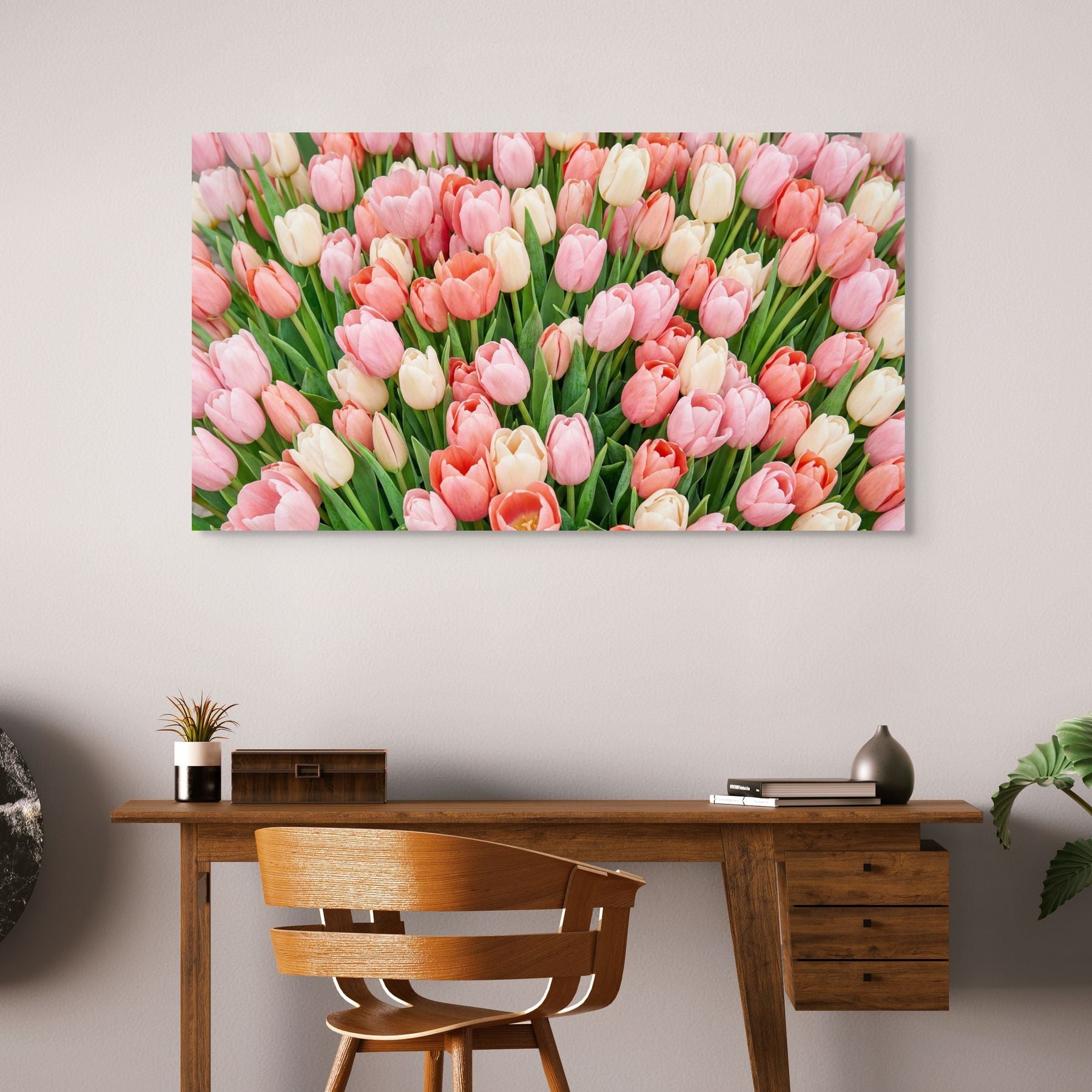 colorful tulip field wall art vibrant floral print