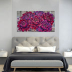 urban floral wall art pink purple flowers painting