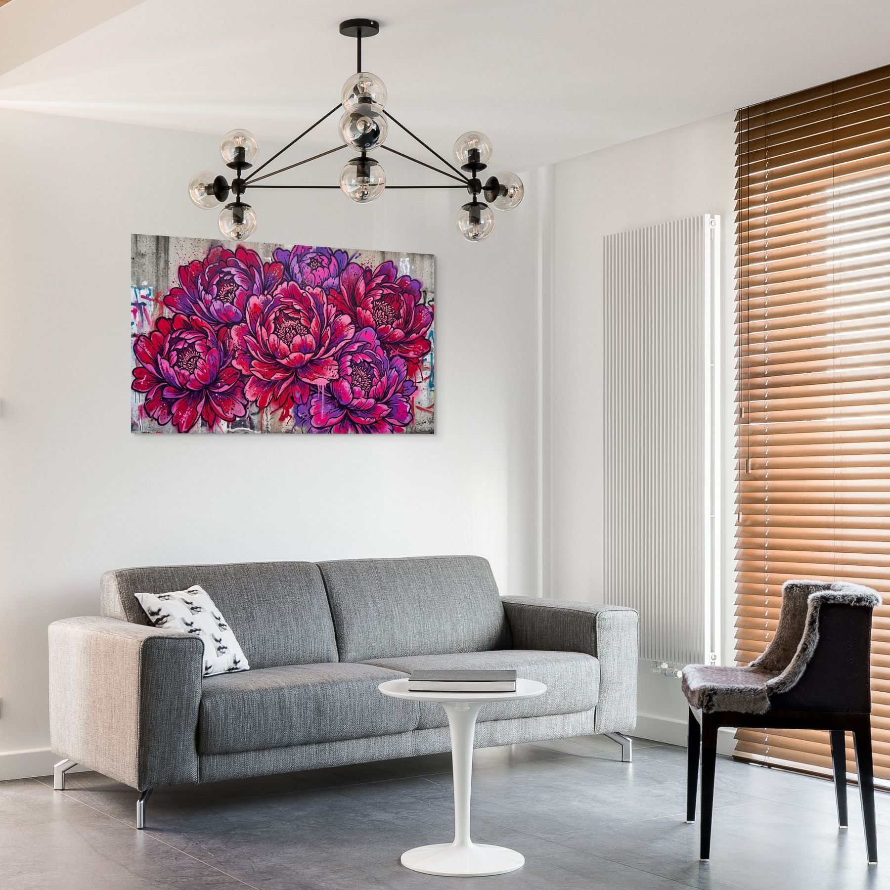 artistic floral wall art pink purple statement piece