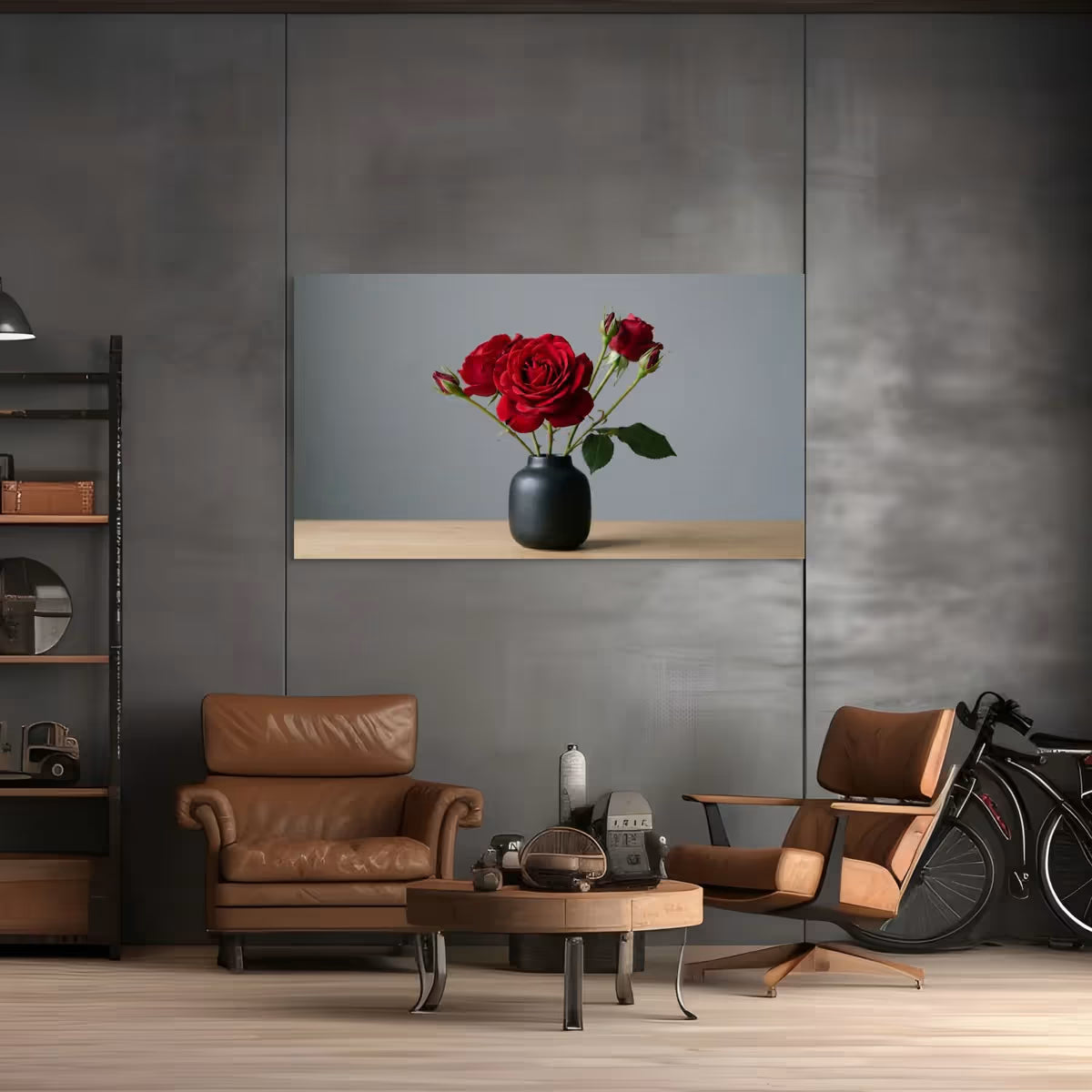 Red Rose Canvas Wall Art Romantic Watercolor Floral Painting for Elegant Decor