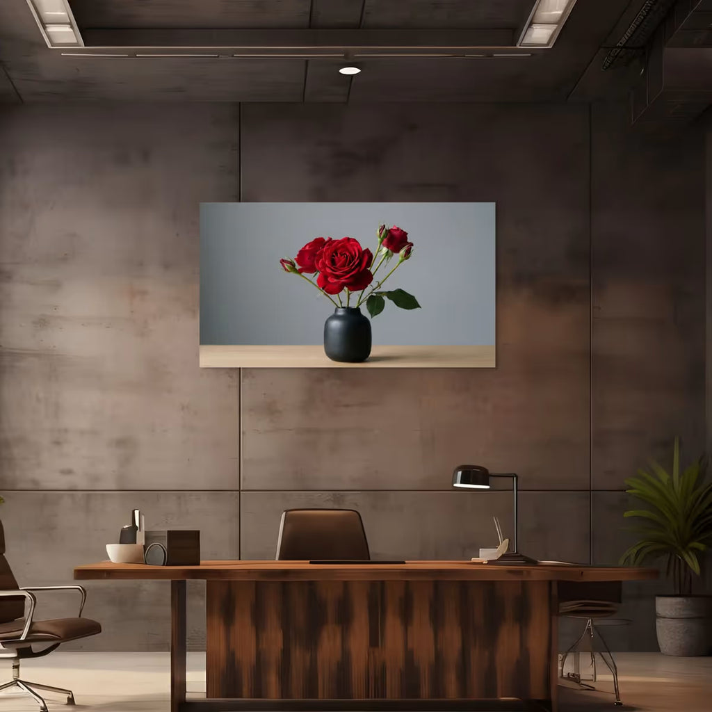 Red Rose Canvas Wall Art Romantic Watercolor Floral Painting for Elegant Decor
