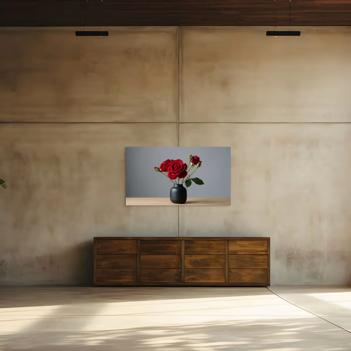 Red Rose Canvas Wall Art Romantic Watercolor Floral Painting for Elegant Decor
